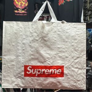 Supreme White Tote Bag with Red Logo